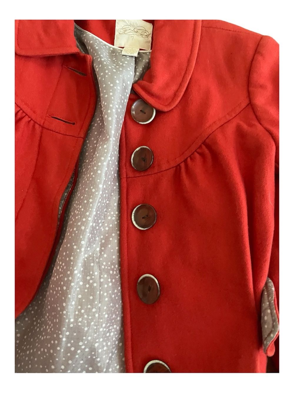 Red Button-Front Coat Jacket - Picture 2 of 4